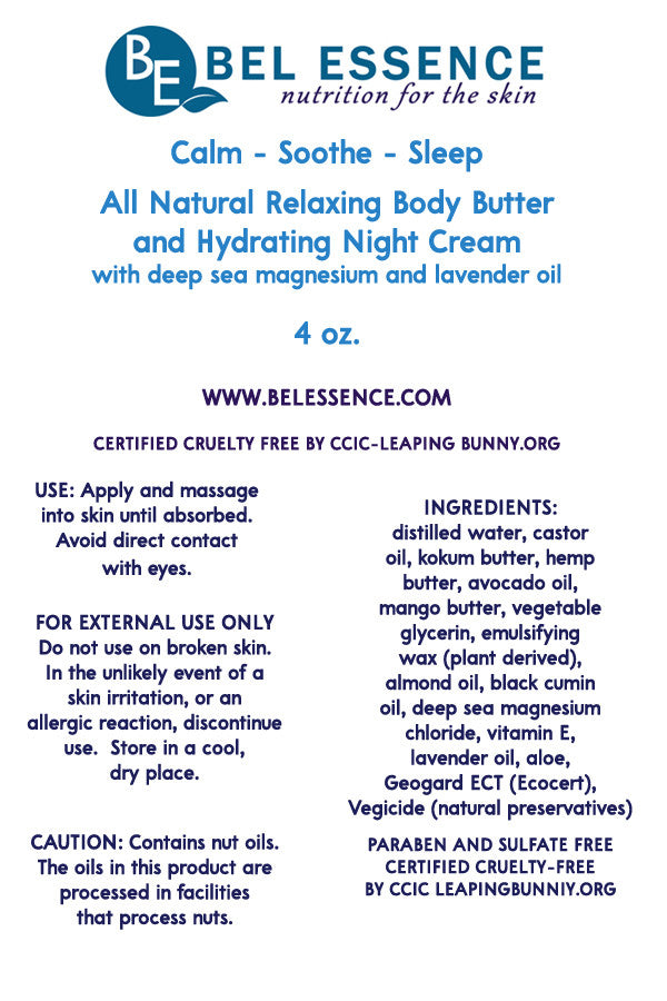 Calm-Soothe-Sleep All Natural Body Butter - 4 oz